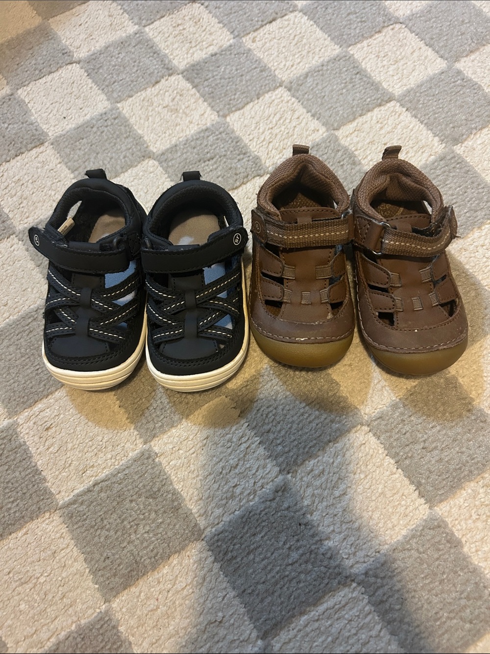 Stride Rite Kids Set - Black Sneakers & Brown Sandals